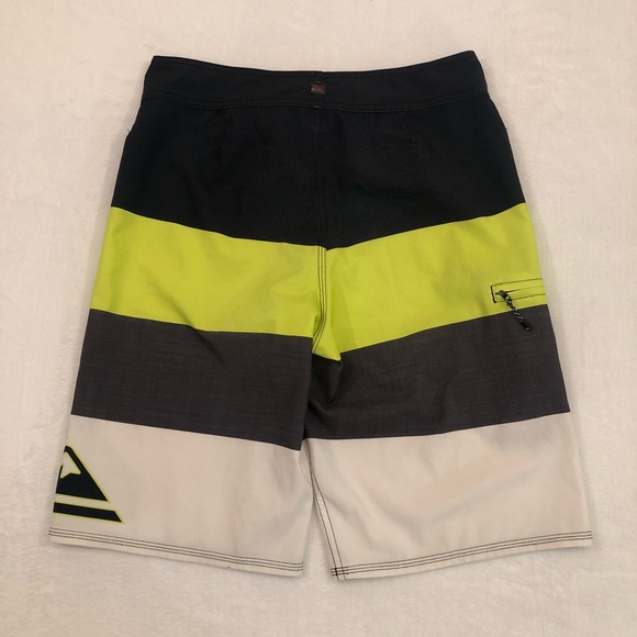 Quiksilver Surf Skate Black Neon Green White Swim Trunks Board Shorts Mens 29 - Picture 8 of 9
